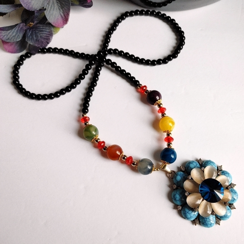 Beautiful Statement Crystal and Stone Necklace